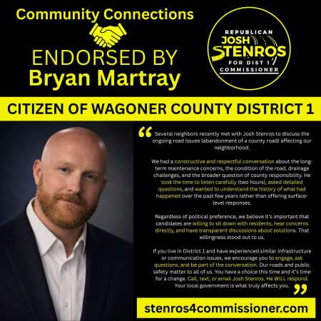 Community Connections Endorsement for Stenros - Bryan Martray
